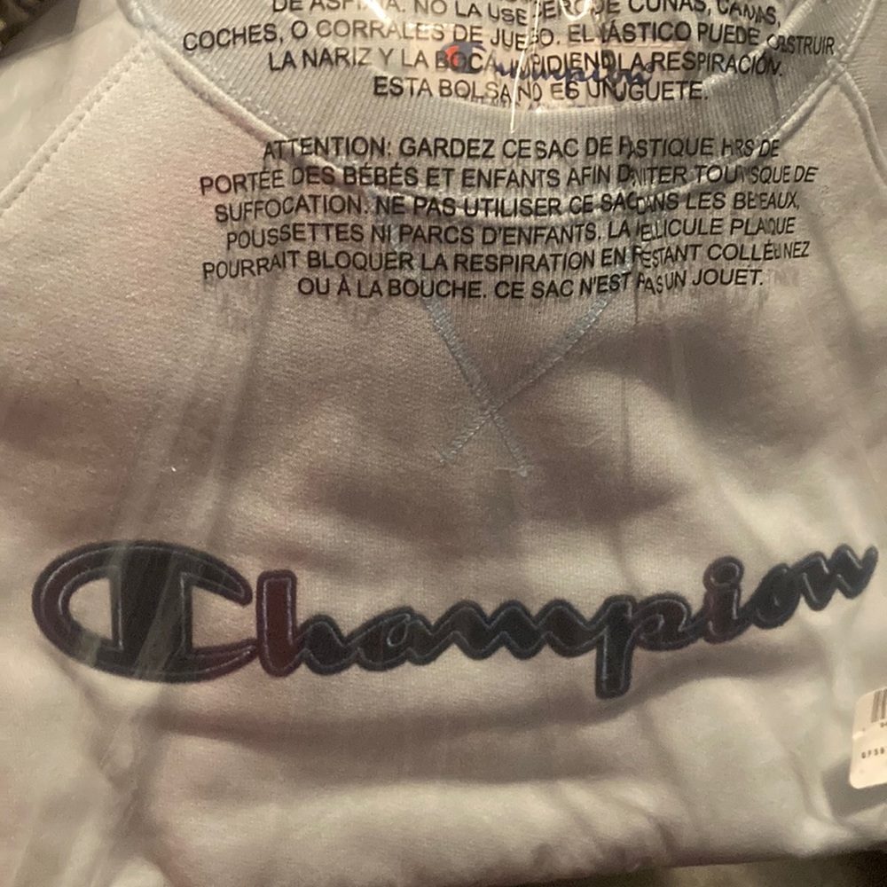Baby blue champion sweatshirt, size small